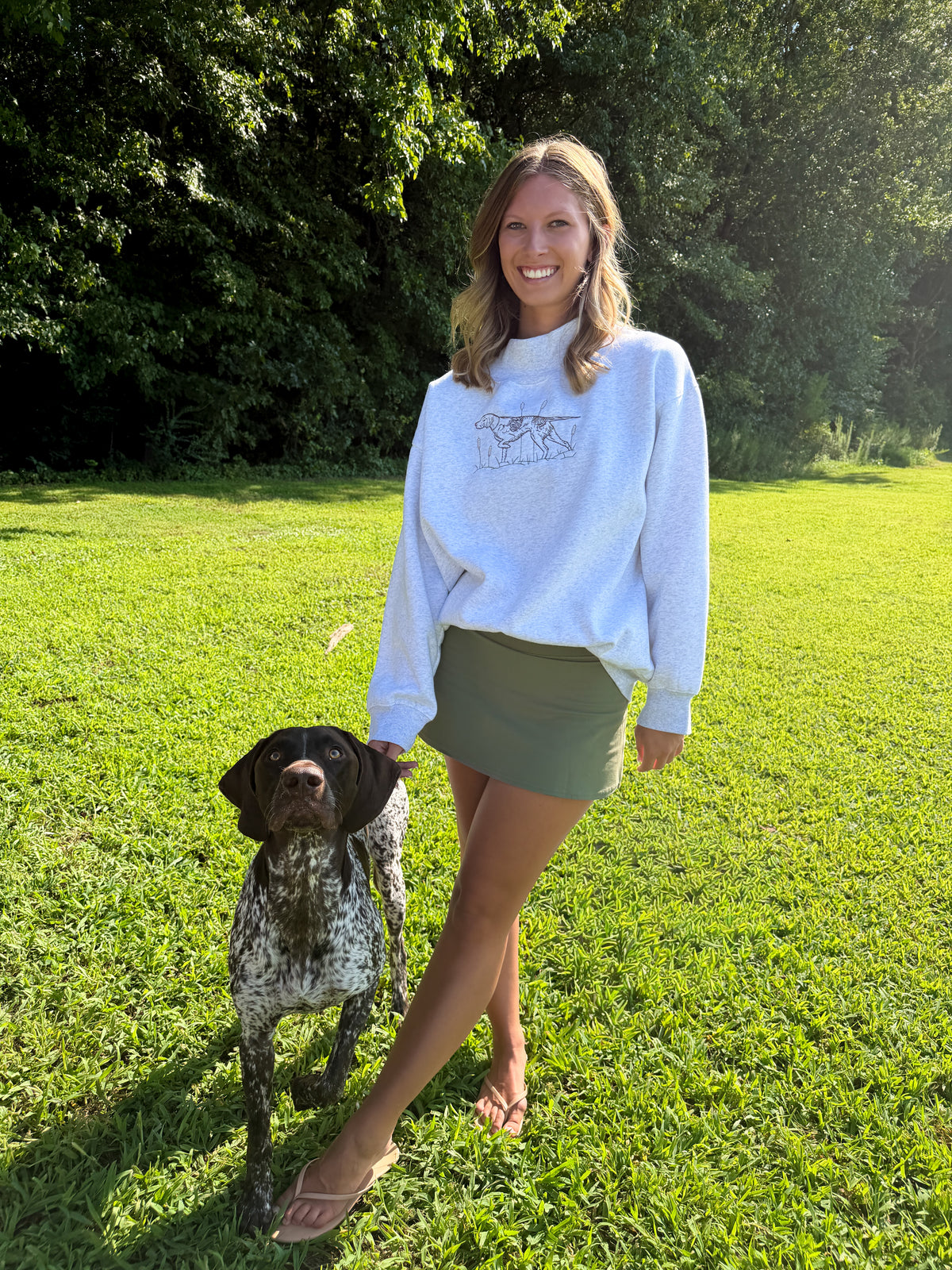Embroidered German Shorthaired Pointer Mockneck Sweatshirt