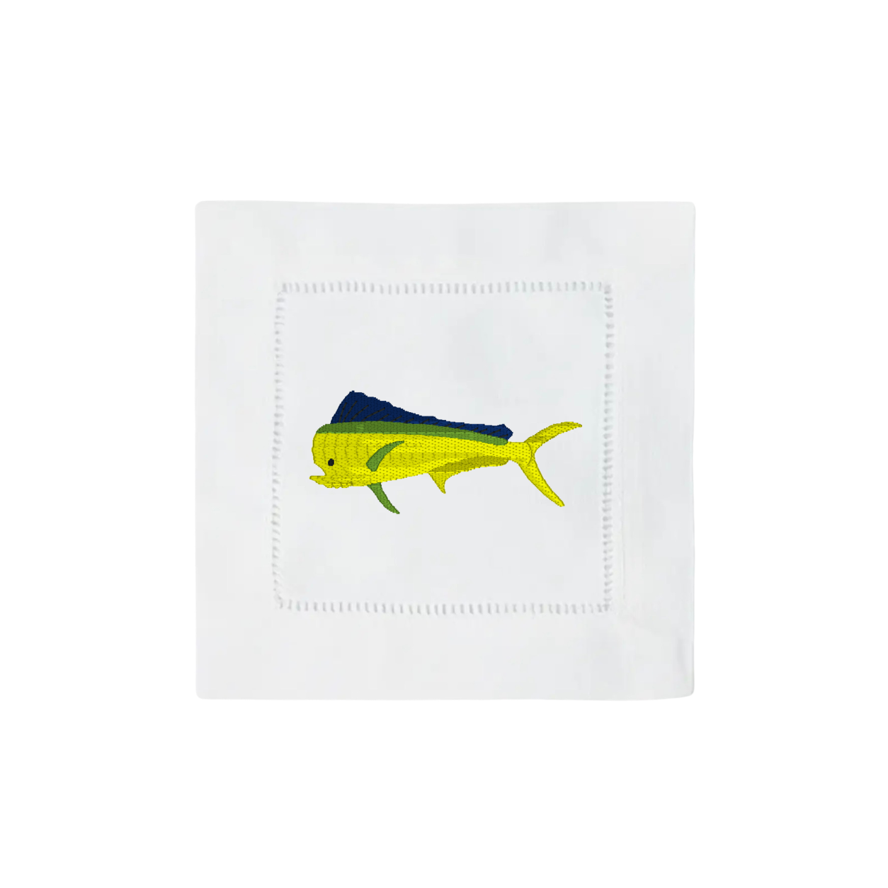 Embroidered Oyster & Coastal Fish Cocktail Napkins (Set of 4)