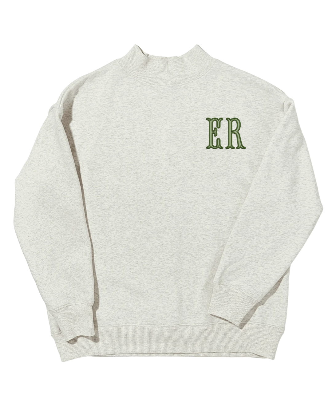 Embroidered Monogram Mockneck Sweatshirt