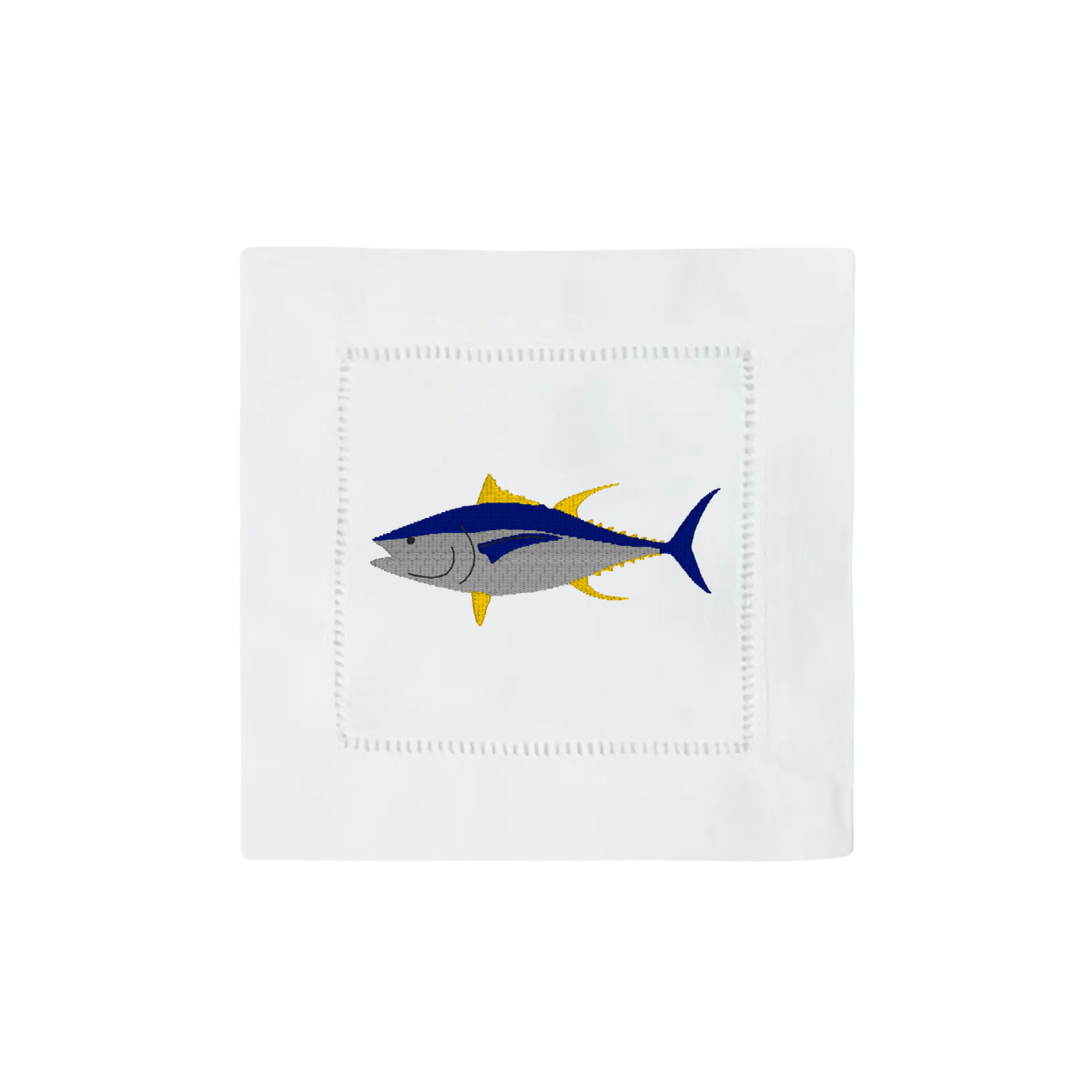 Embroidered Oyster & Coastal Fish Cocktail Napkins (Set of 4)