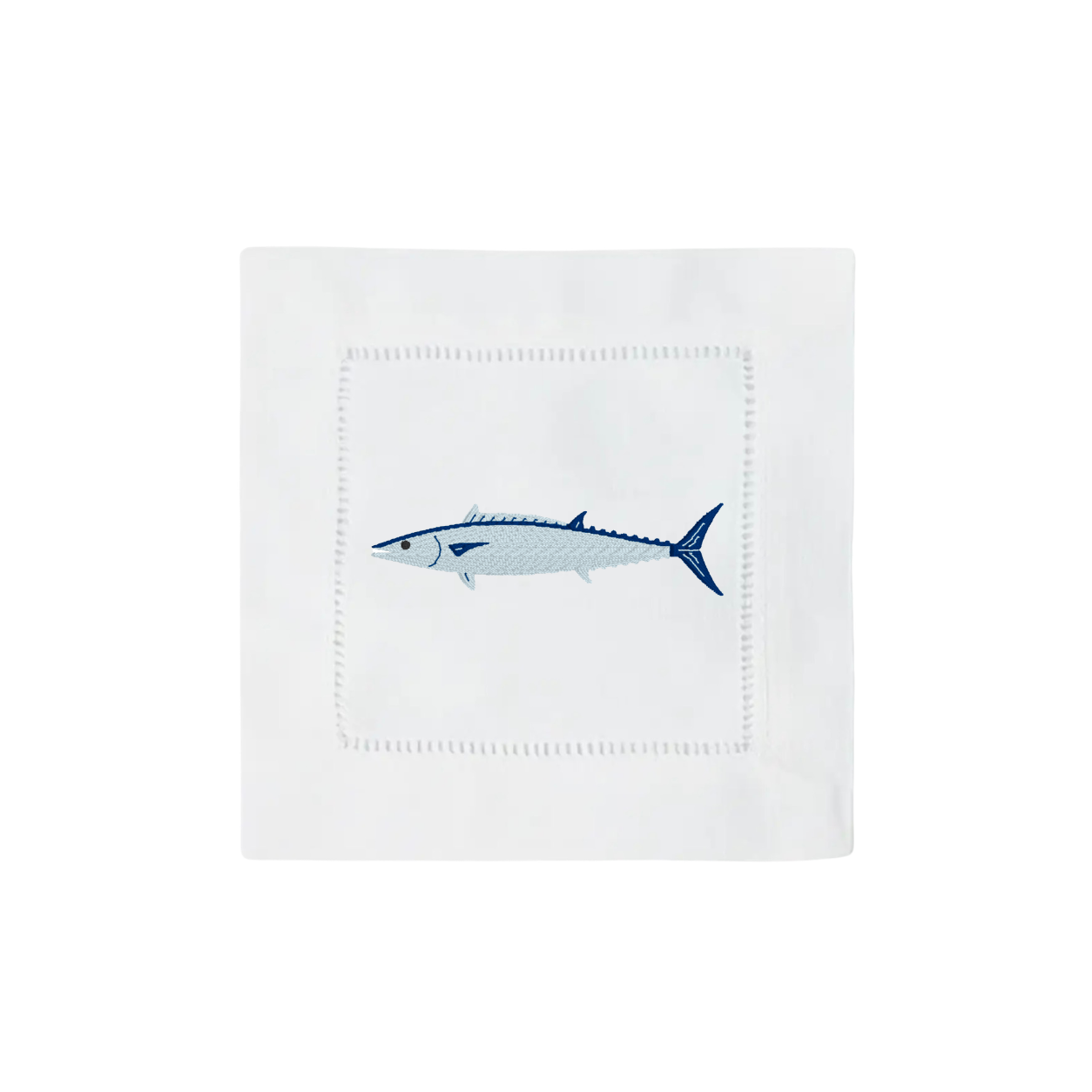 Embroidered Oyster & Coastal Fish Cocktail Napkins (Set of 4)