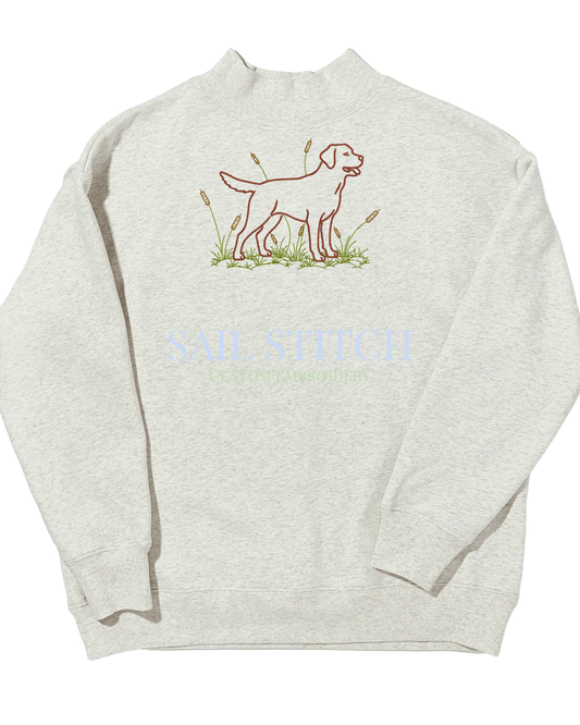Embroidered Labrador Retriever Mockneck Sweatshirt