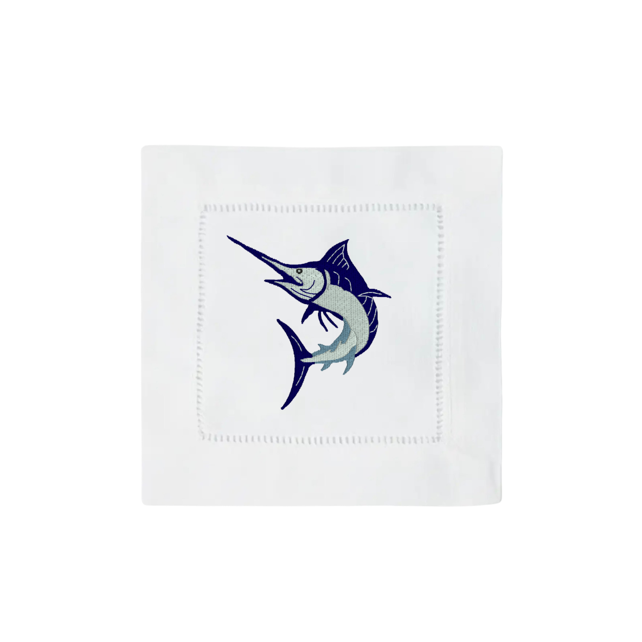 Embroidered Oyster & Coastal Fish Cocktail Napkins (Set of 4)
