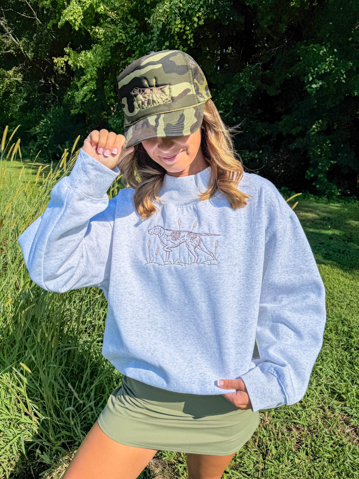 Embroidered German Shorthaired Pointer Mockneck Sweatshirt
