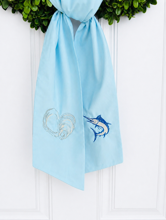 Coastal Embroidered Wreath Sash