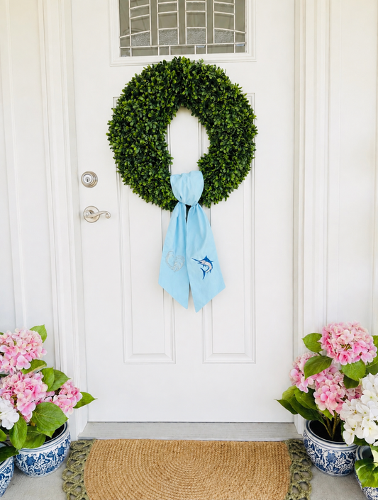 Coastal Embroidered Wreath Sash