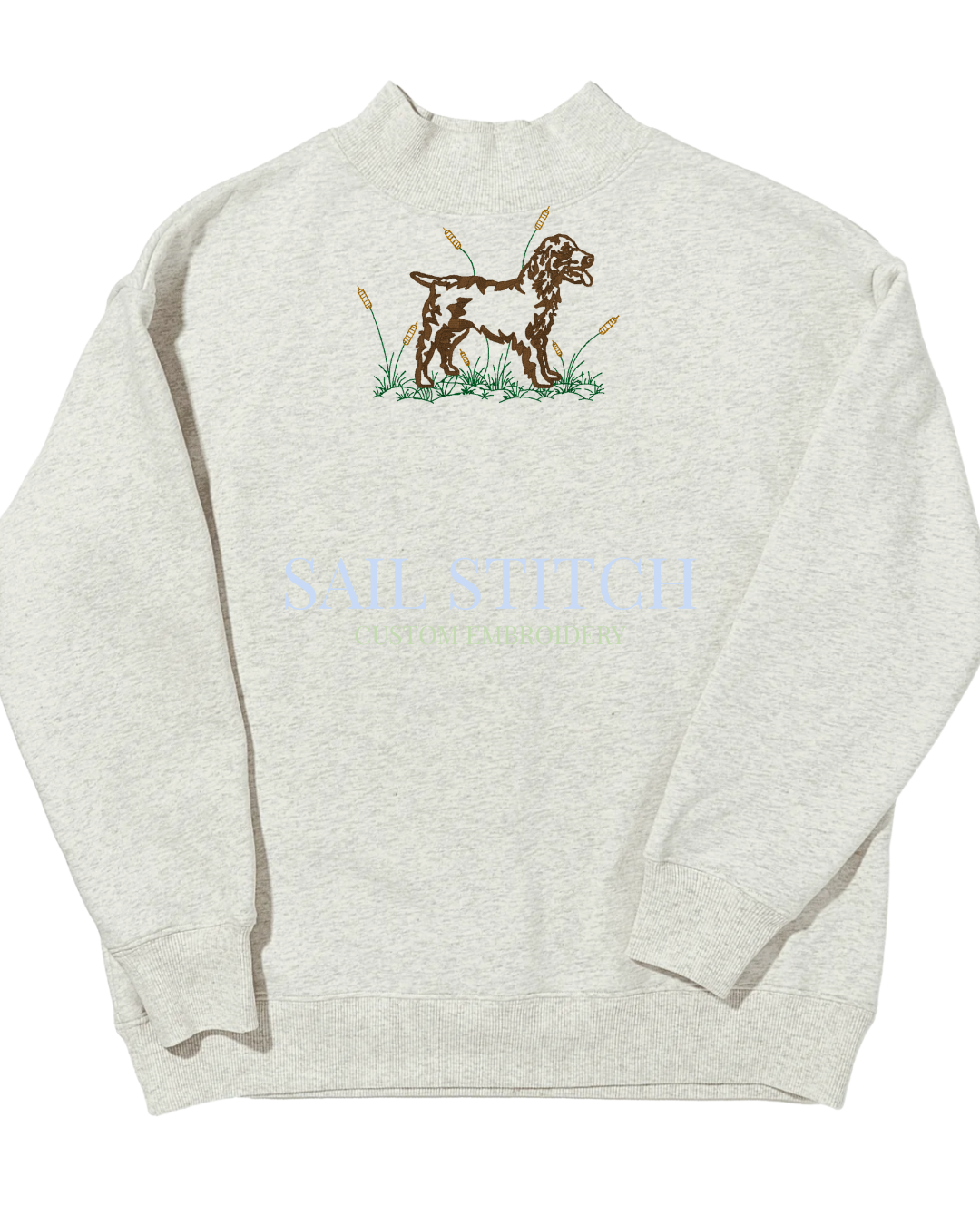 Embroidered Boykin Spaniel Mockneck Sweatshirt