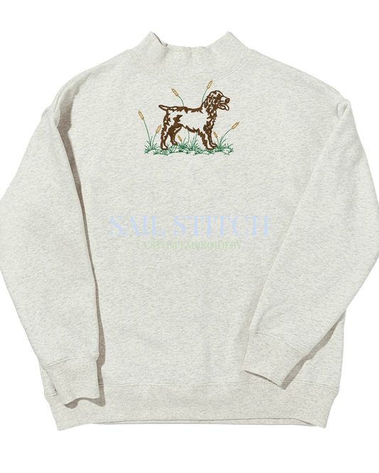 Embroidered Boykin Spaniel Mockneck Sweatshirt