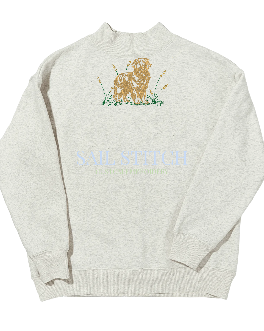Embroidered Golden Retriever Mockneck Sweatshirt